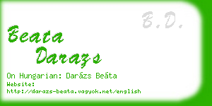 beata darazs business card