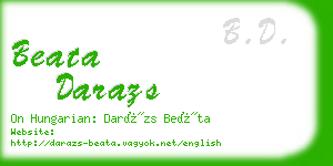 beata darazs business card